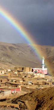 rainbow over mosque